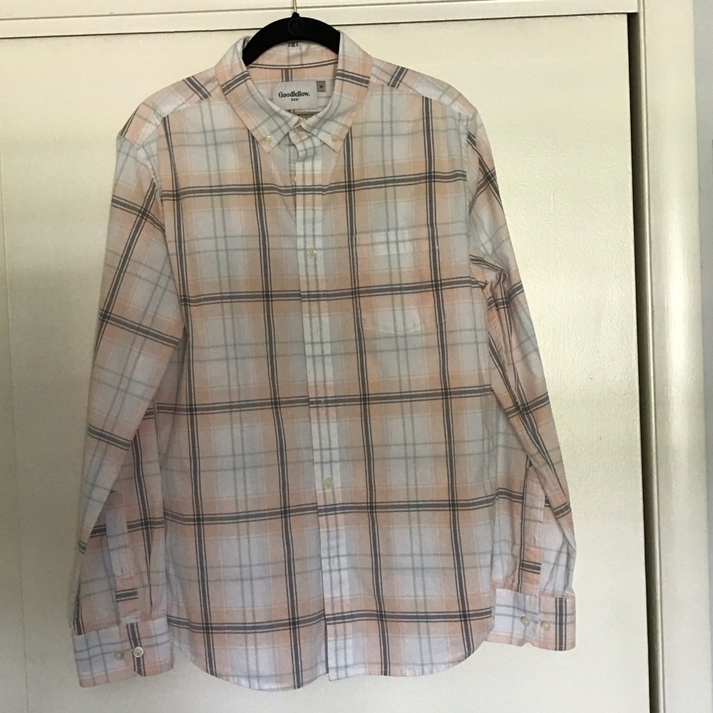 Goodfellow & Co Men's Casual Plaid Shirt - White and Orange